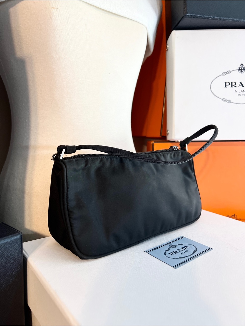 Prada⭐️Black Re-Nylon Shoulder or tote Bag! Excellent condition! - Picture 10 of 11